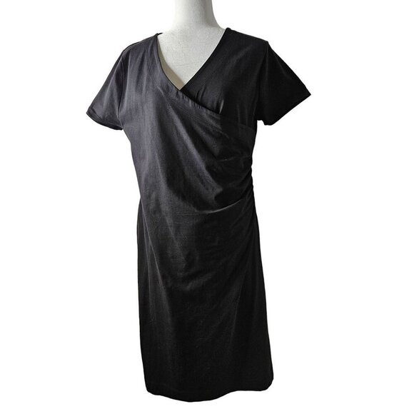 Soft Surroundings Dresses & Skirts - Soft Surroundings Large Stretch Jersey Front Ruched Black SS Dress Lagenlook